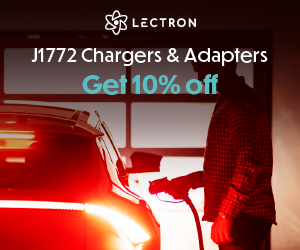 EV charging at night with a Lectron J1772 charger