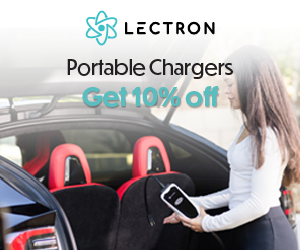 Lectron portable charger being placed in an EV trunk